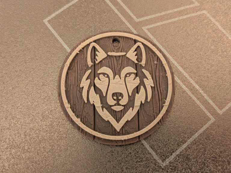 Wolf Head Keychain –Wood-Style Texture