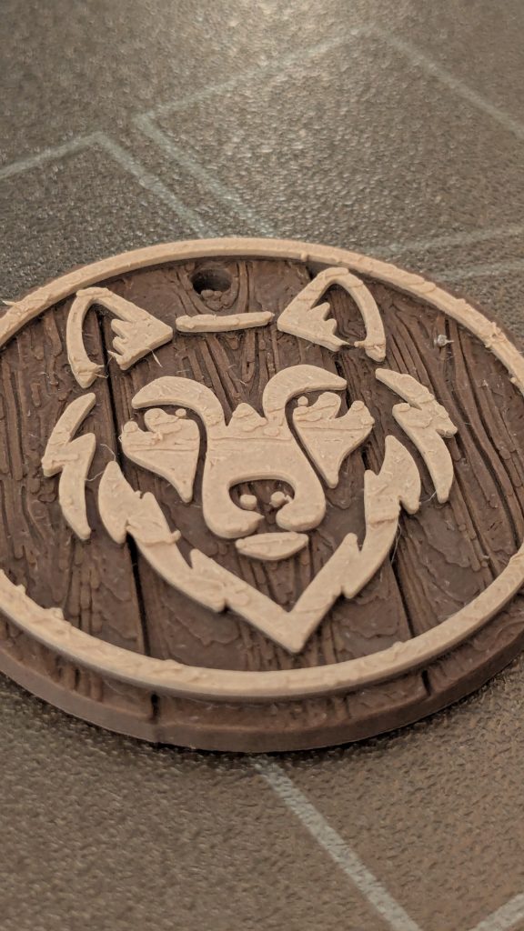 Wolf Head Keychain –Wood-Style Texture 3