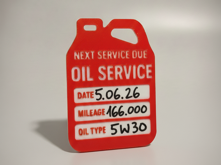 Oil Service Tag–Reminder for Your Next Oil Change