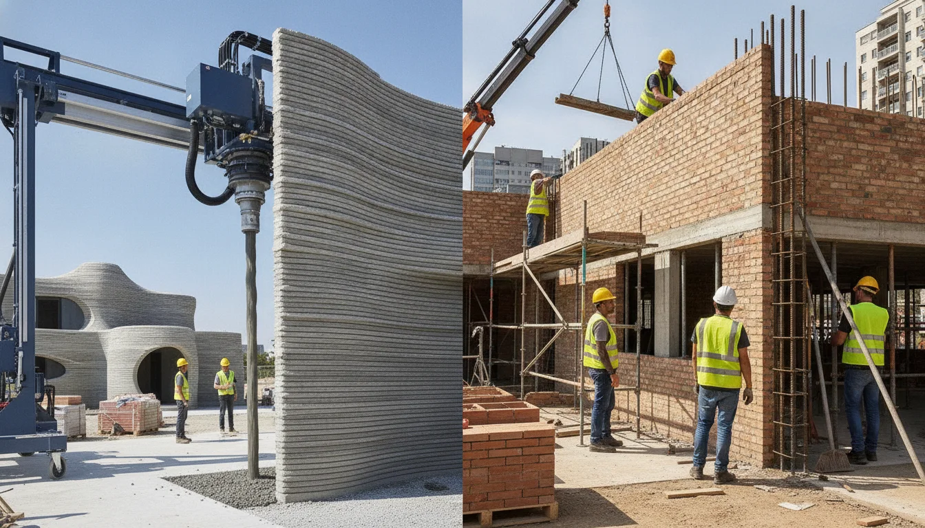 Comparing key aspects: 3D printing vs traditional building