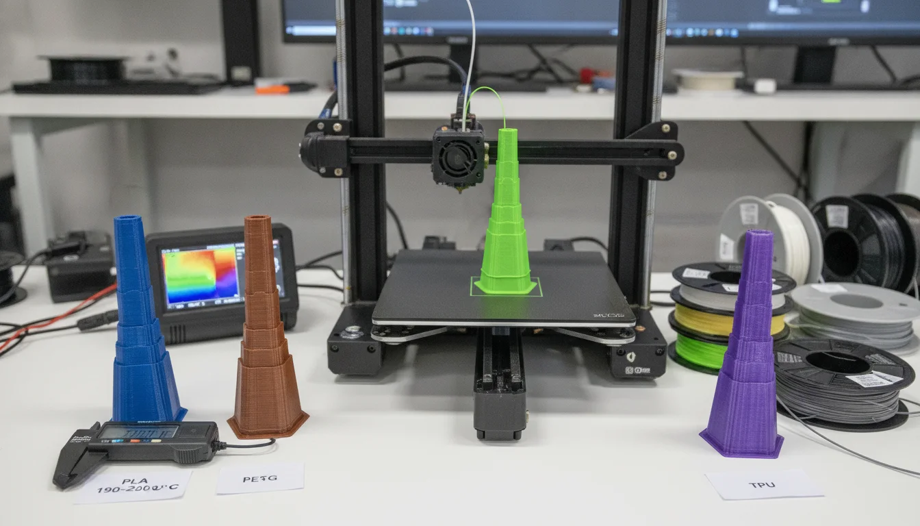 Running the temperature tower for different filaments